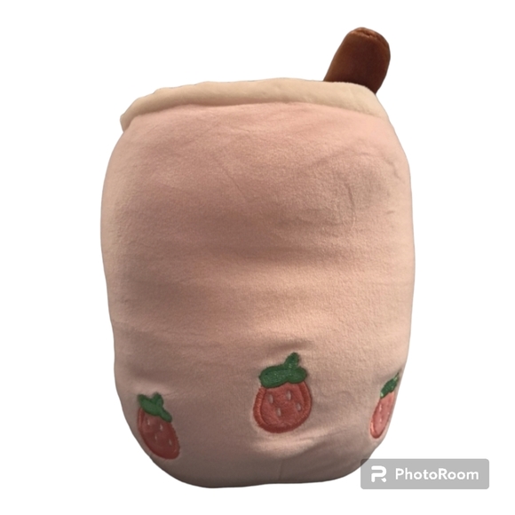 NWOT Strawberry Milkshake Bubble Tea Plush Squish Food Drink 7" - Picture 2 of 4